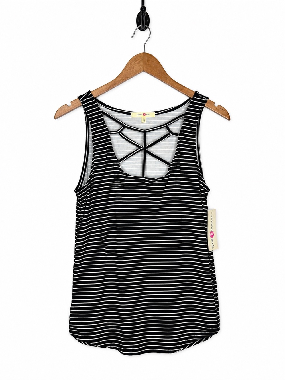 Wishful Park XL Black White Striped Caged Back Sleeveless Tank Top NWT